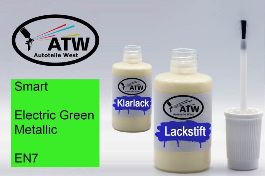 Smart, Electric Green Metallic, EN7: 20ml Lackstift + 20ml Klarlack - Set, von ATW Autoteile West.